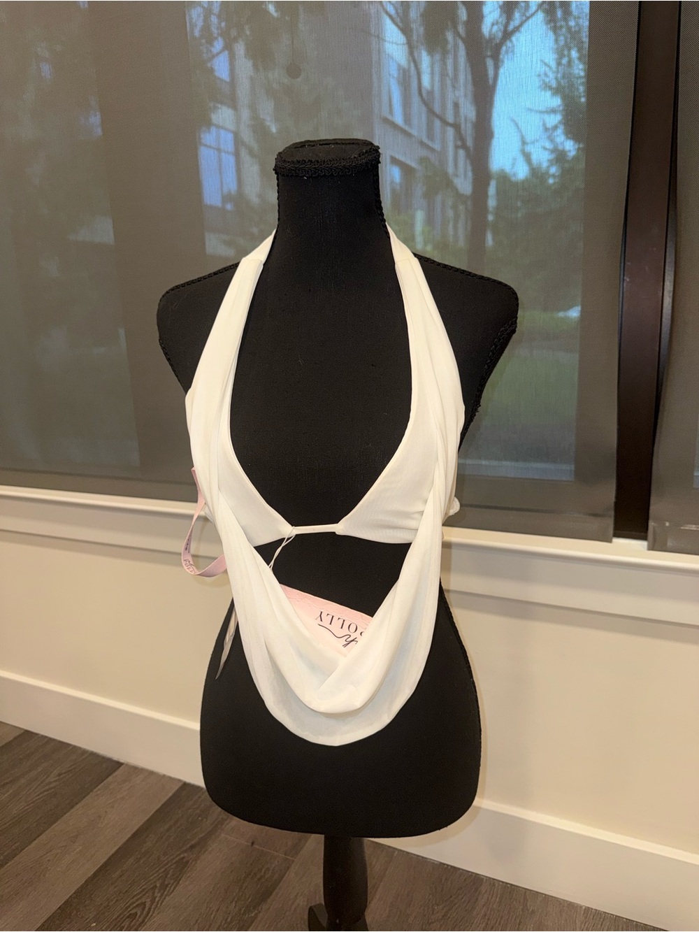 Oh Polly White Draped Halter Crop Top